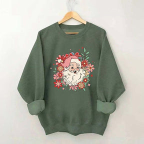 Floral Santa Christmas Daisy Sweatshirt