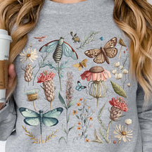 Whimsigoth Dragonfly Wildflower Sweatshirt