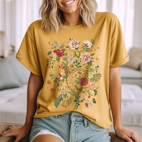 Vintage Flower Bird  Butterfly T-Shirt