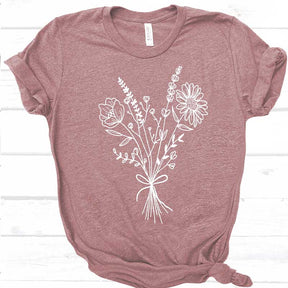 Flower Bouquet Minimalist Botanical Lover T-Shirt