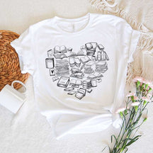 Book Heart Bibliophile Bookworm T-Shirt