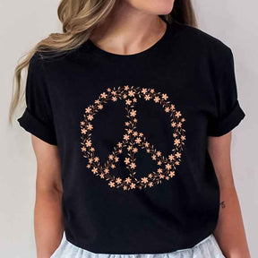 Peace Sign Symbol Wildflowers T-Shirt