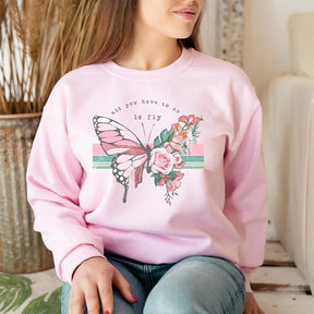 Positive Vibes Butterfly Flower Sweatshirt