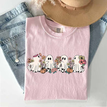 Floral Cute Ghost Halloween Spooky Season T-Shirt