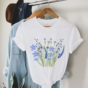 Blue Wildflowers Botanical Plant T-Shirt