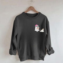 Ghost Walking Dog Reading Teacher Sweatshirt