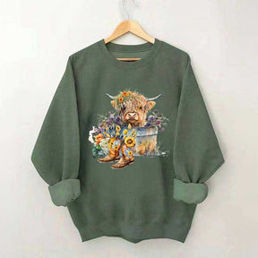 Highland Cow in Metal Tub Sweatshirt