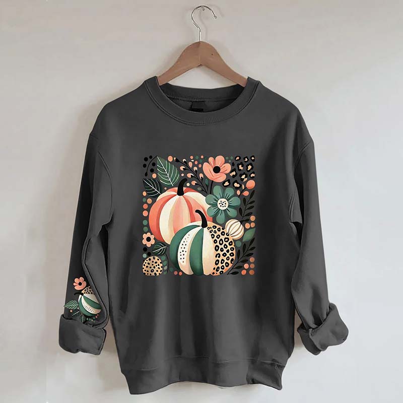 Leopard Pumpkin Boho Fall Sweatshirt