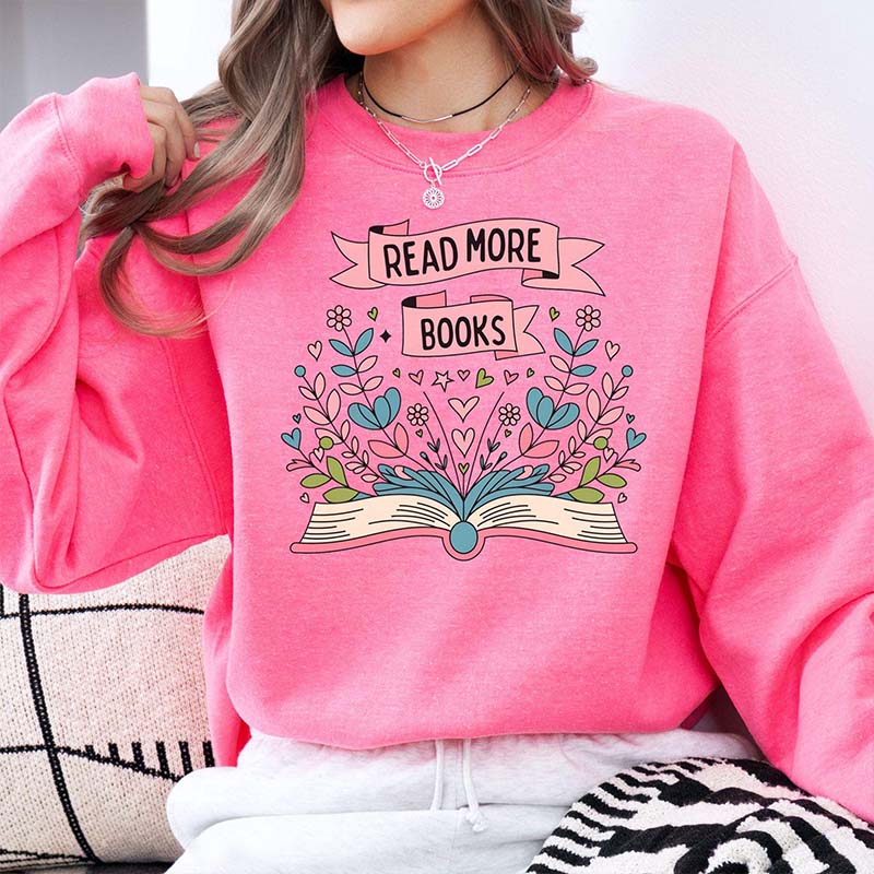 Boho Floral Literary Read More Book Sweatshirt