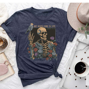 Dry Bones Come To Life Floral Skeleton T-Shirt