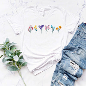 Rainbow Color Wildflower Gift for Women T-Shirt