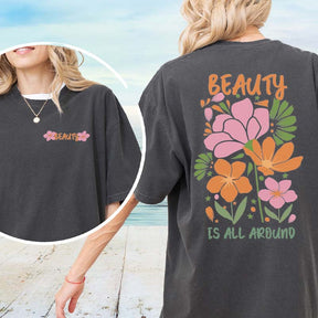 Beauty All Around  Retro Floral T-Shirt