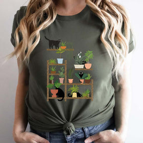 Cats and Plants Succulent T-Shirt