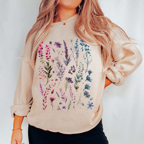 Boho Pink Floral Wildflowers Sweatshirt