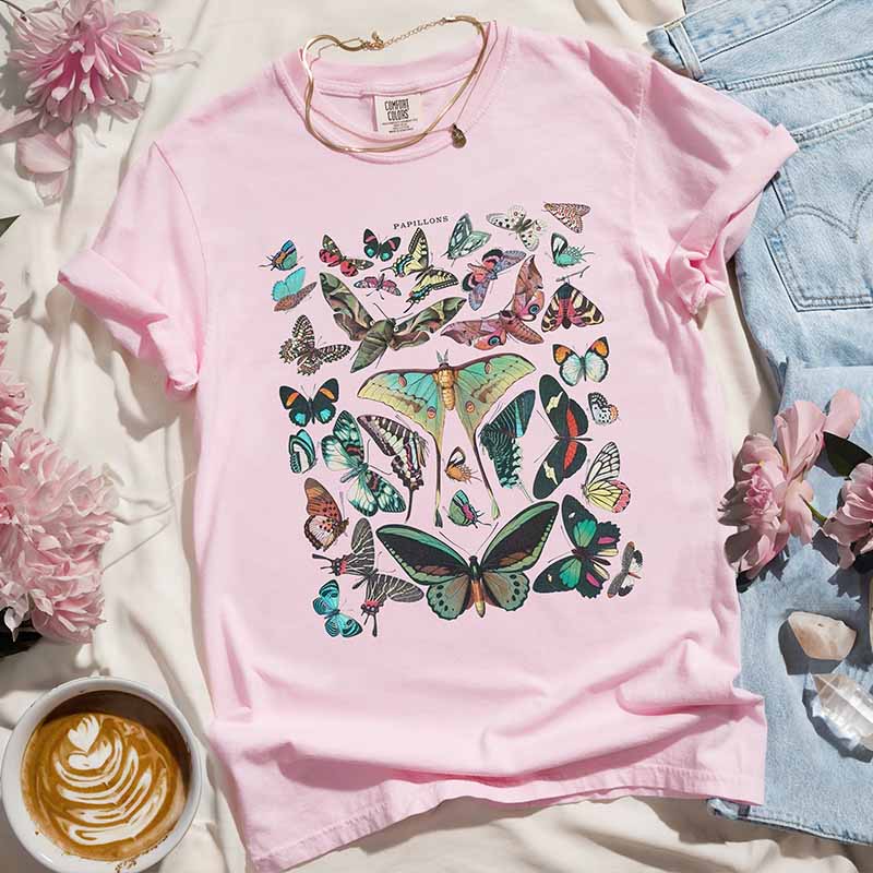 Boho Butterfly Vintage Graphic Whimsigoth T-Shirt