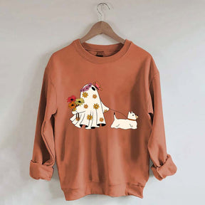 Cute Ghost Walking Dog Sweatshirt