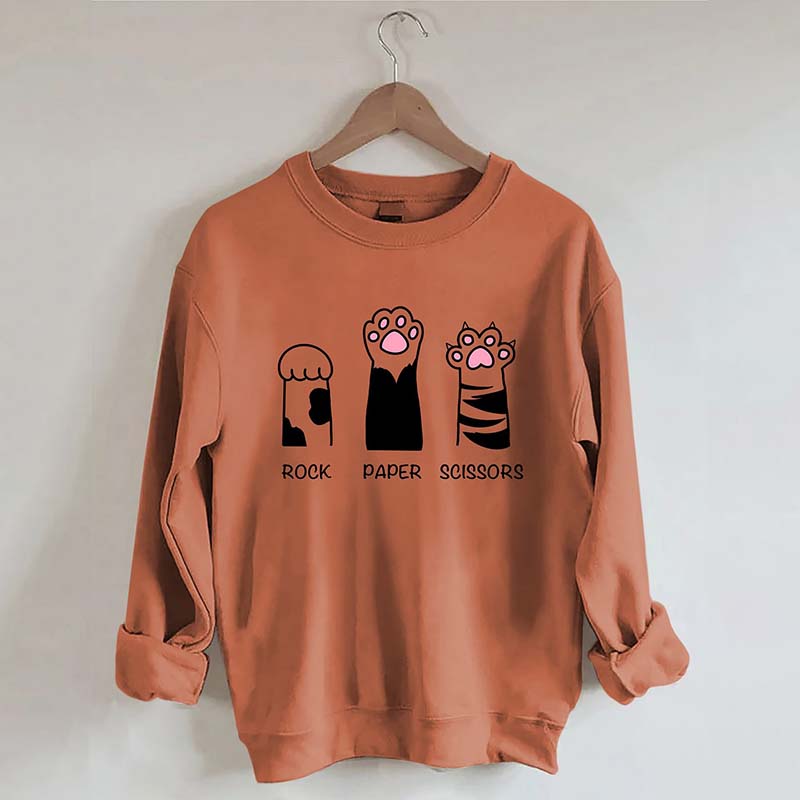 Rock Paper Scissors Cat Sweatshirt