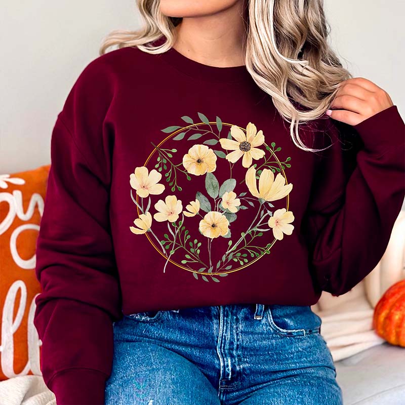 Yellow Wildflower Trendy Floral Sweatshirt