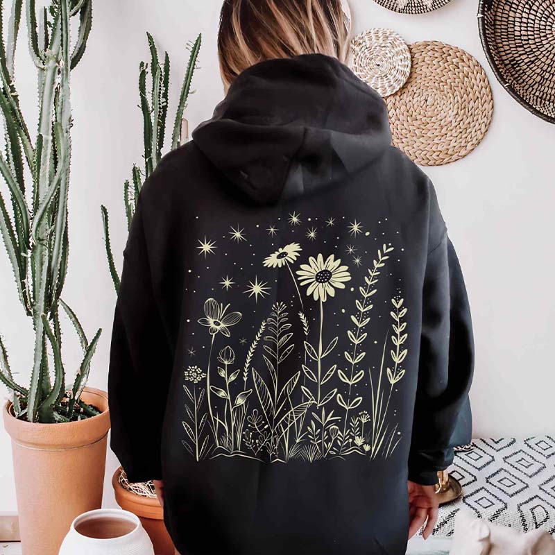 Celestial Flower Witchy Wildflower Hoodie