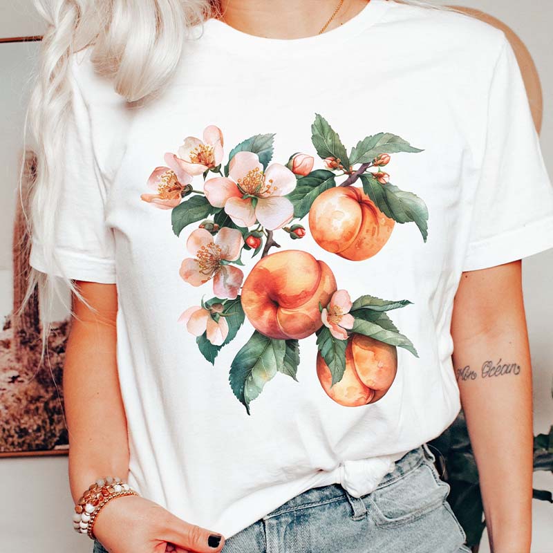 Aesthetic Peaches Botanical Fruit T-Shirt