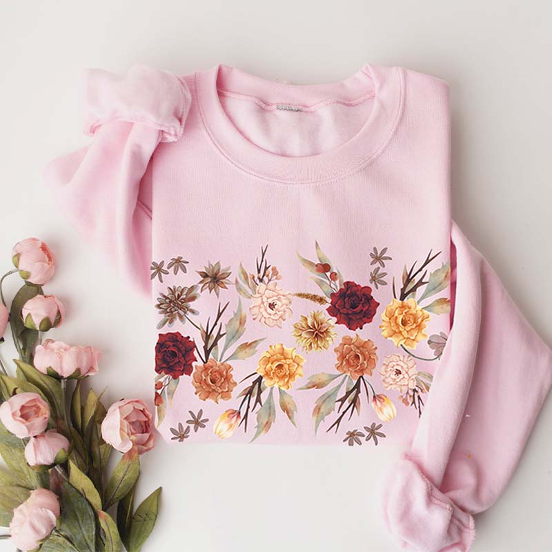 Boho Floral Botanical Fall Wildflowers Sweatshirt