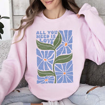 All You Need Is Love Retro Flowers Sweatshirt