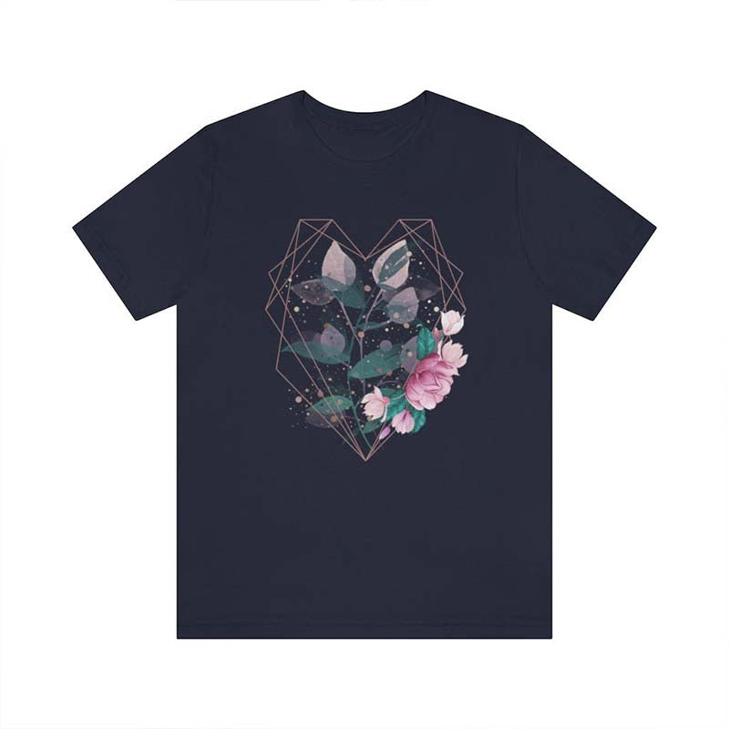 Cute Geometric Heart Flowers T-Shirt