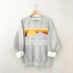 Eagerlys Vintage Sunset Hiking Camping Print Sweatshirt