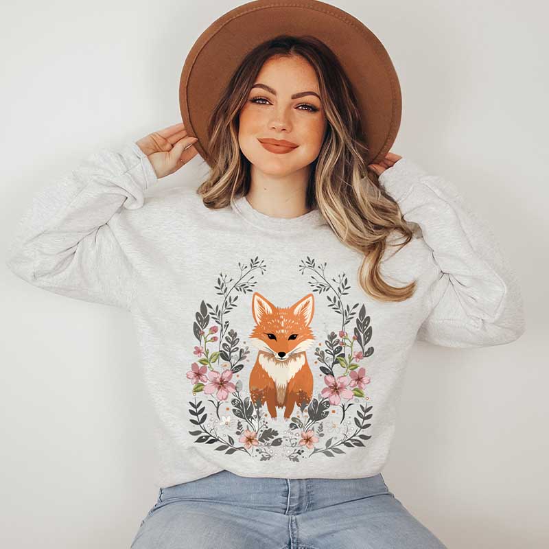 Vintage Forest Cozy Cute Fox Cottagecore Sweatshirt