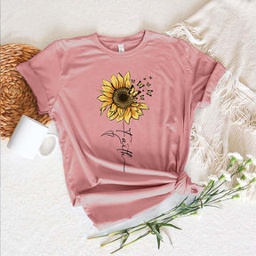 Religious Faith Sunflower Graphic T-Shirt