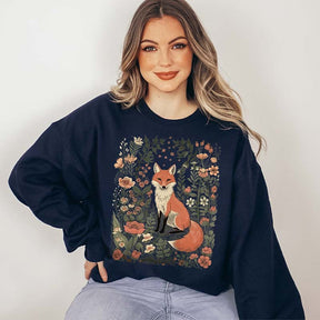 Vintage Fox in Wildflower Meadow Sweatshirt