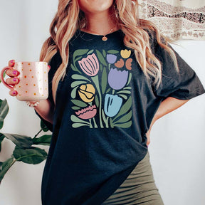 Wavy Tulips Retro Groovy Floral T-Shirt