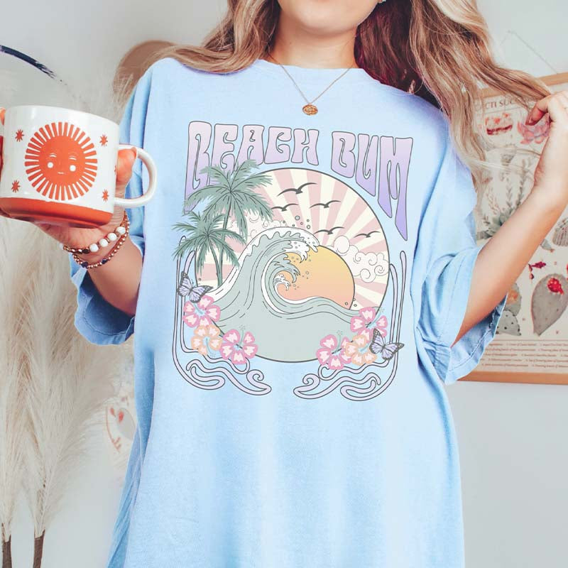 Beach Bum Waves Summer Sunset T-Shirt