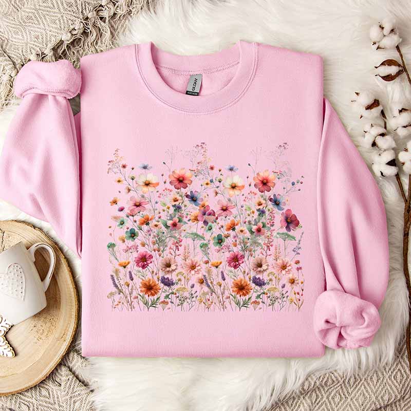 Cute Vintage Pressed Flowers Sweatshirt