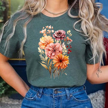 Pastel Floral Nature Watercolor T-Shirt