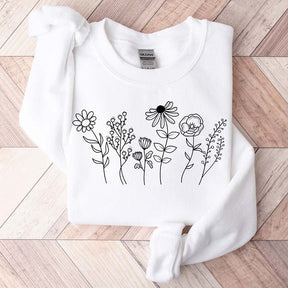 Botanical Wildflower Print Floral Gardening Sweatshirt