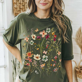 Boho Wildflowers Pastel Floral Nature T-Shirt