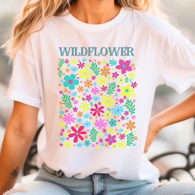 Bright Pastel Flowers Boho T-Shirt