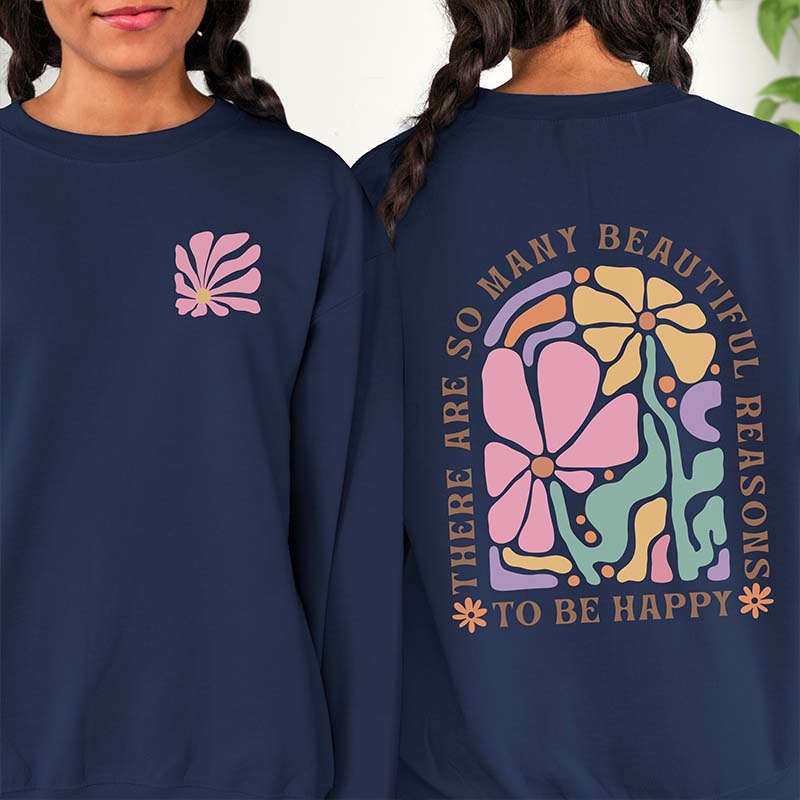 Retro Flower Happiness Positive Sweatshirt