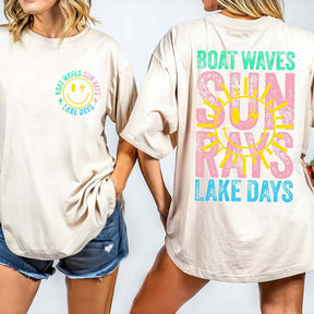 Boat Waves Sun Rays Lake Days T-Shirt