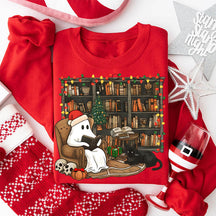 Christmas Ghost Reading Books Sweatshirt