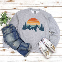 Retro Sunset Aesthetic Mountain Sweatshirt