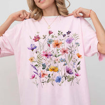 Purple Botanical Floral Wildflowers T-Shirt