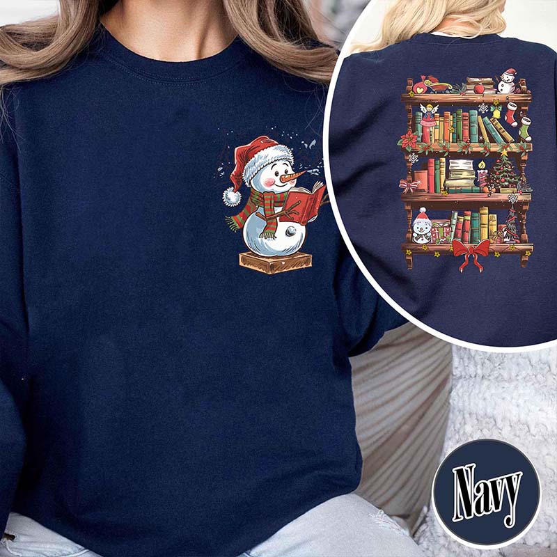 Funny Librarian Snowman Read Book Sweatshirt