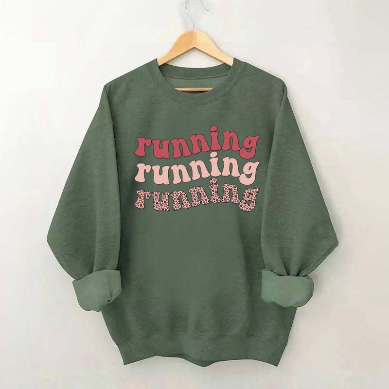 Pink Running Leopard Print Sweatshirt