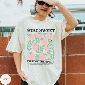 Boho Strawberry Fruits of the Spirit Floral T-Shirt