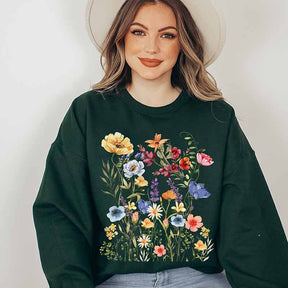 Vintage Pressed Flowers Botanical Boho Sweatshirt