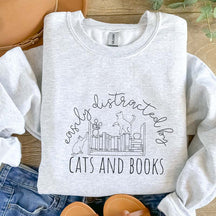 Cute Cat Book Funny Bookworm Sweatshirt