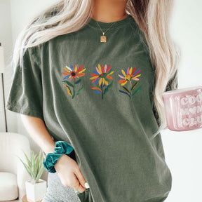 Colorful Sunflower Minimalist Garden T-Shirt