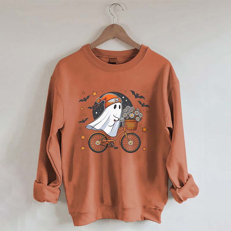 Cute Ghost On Bike Halloween Sweatshirt